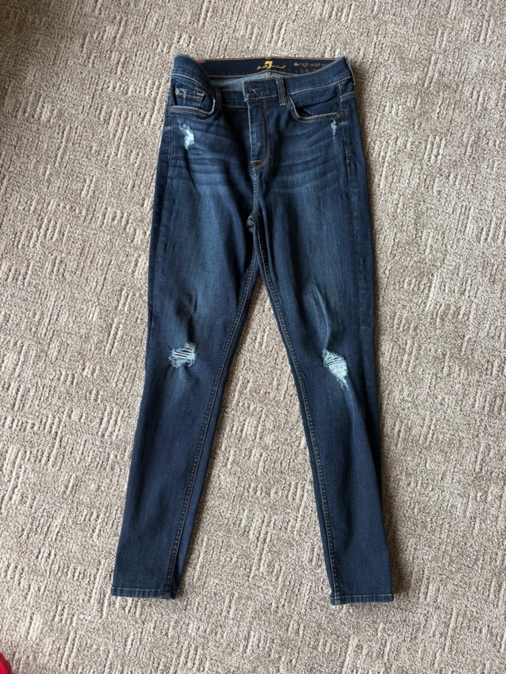 7 For All Mankind Women’s Distressed High Waist Skinny Jeans